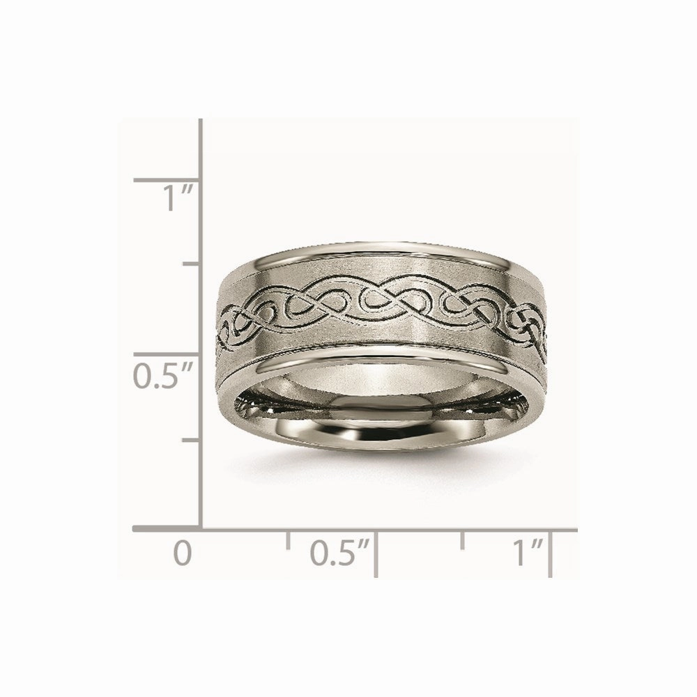 Titanium 9mm Scroll Design Brushed and Polished Band | TB307