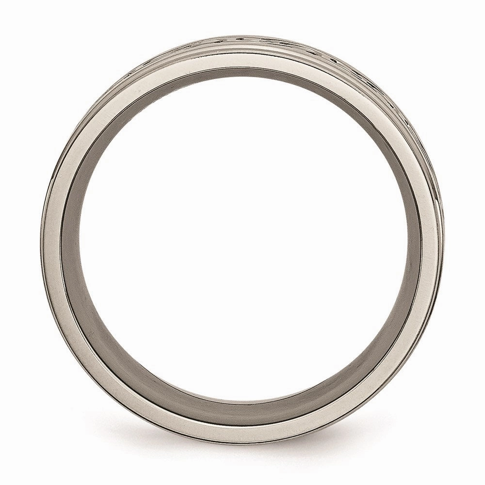 Titanium 9mm Scroll Design Brushed and Polished Band | TB307