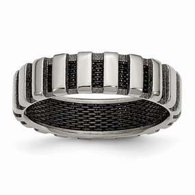 Titanium & Black IP-plated Wire 6mm Polished Band | TB303