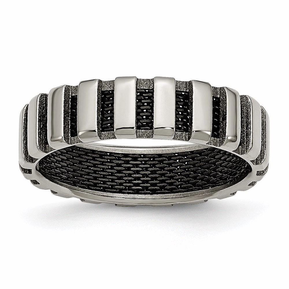Titanium & Black IP-plated Wire 6mm Polished Band | TB303