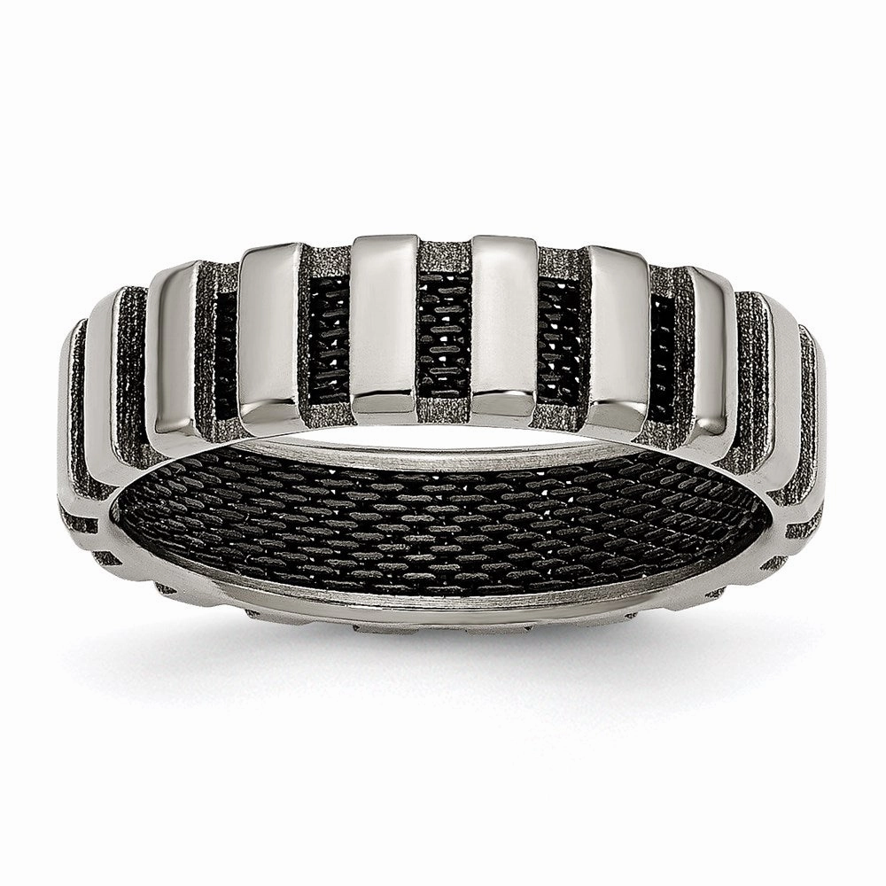 Titanium & Black IP-plated Wire 6mm Polished Band | TB303