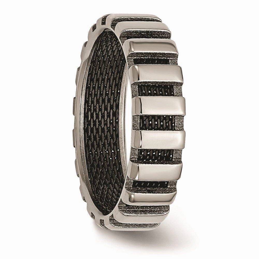 Titanium & Black IP-plated Wire 6mm Polished Band | TB303