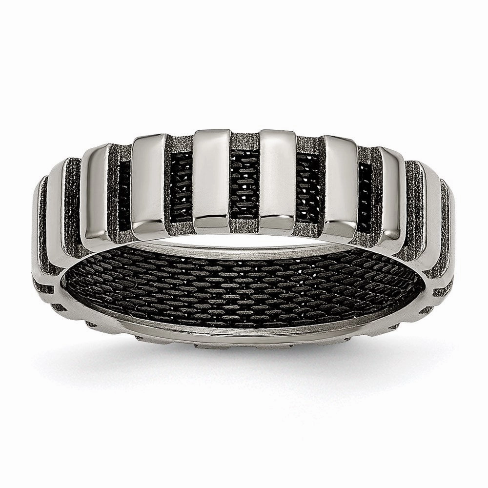 Titanium & Black IP-plated Wire 6mm Polished Band | TB303