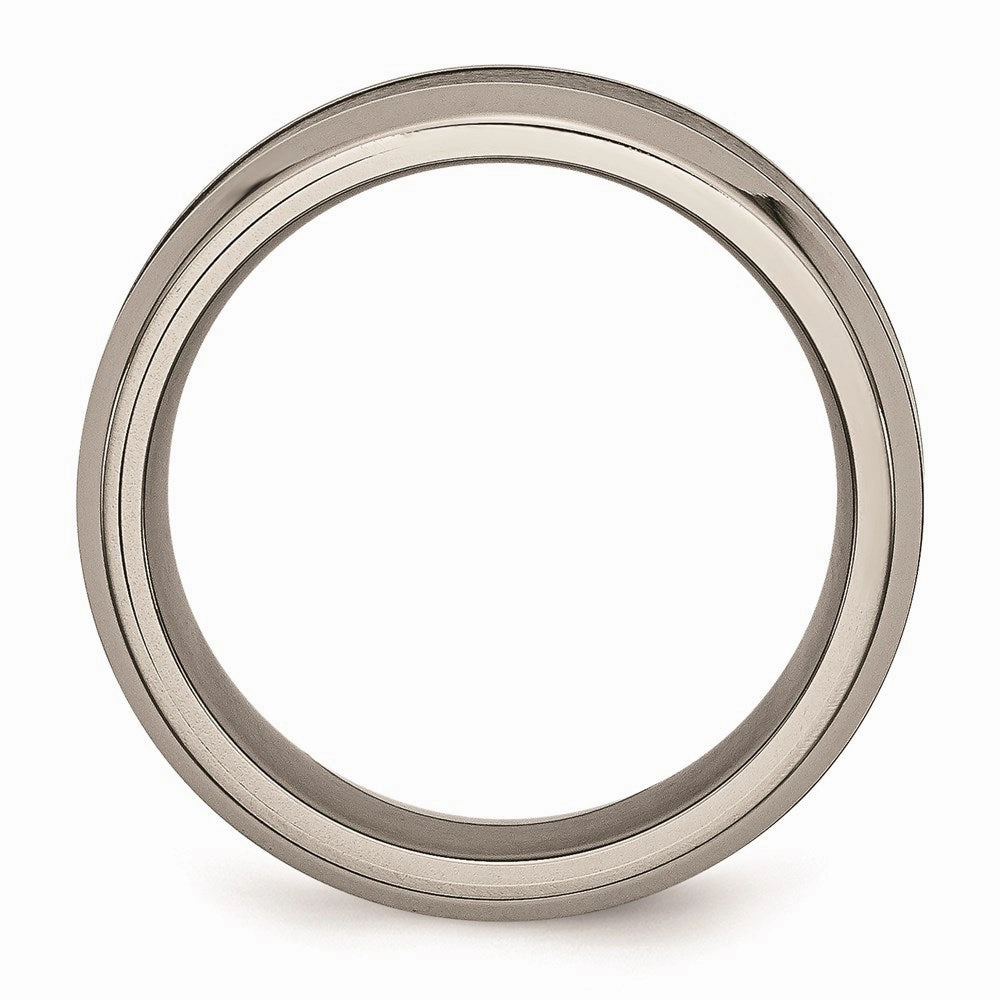 Titanium Base w/Brushed Black Ceramic Center Beveled 8mm Band | TB384