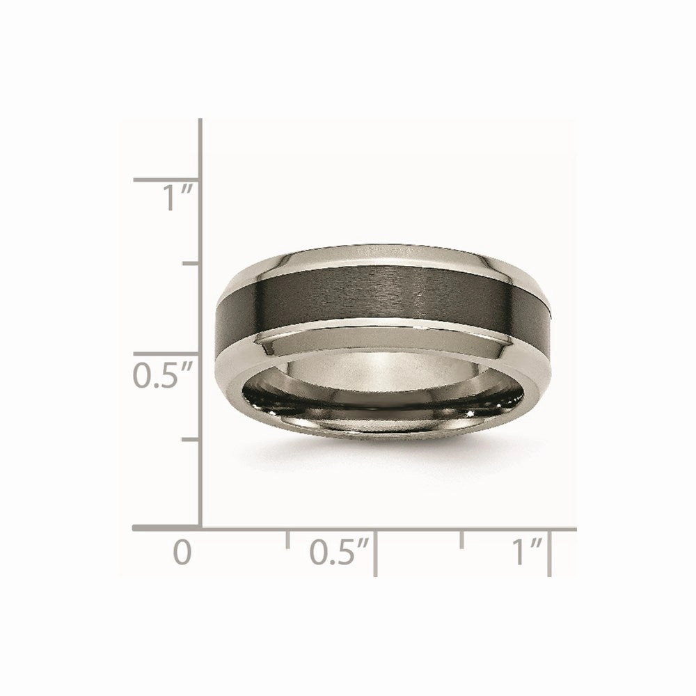 Titanium Base w/Brushed Black Ceramic Center Beveled 8mm Band | TB384