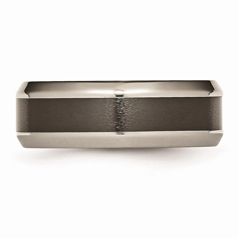 Titanium Base w/Brushed Black Ceramic Center Beveled 8mm Band | TB384