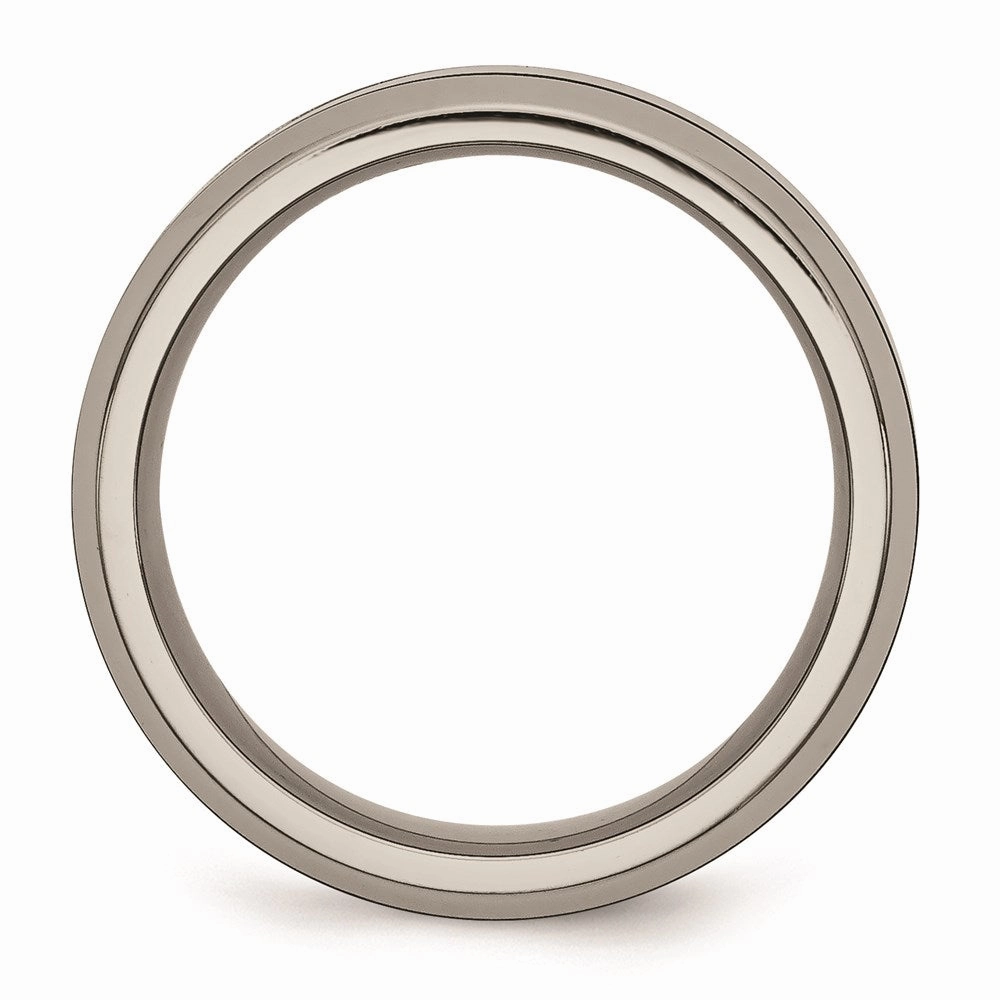 Titanium Base w/Polished Black Ceramic Center Beveled 8mm Band | TB382