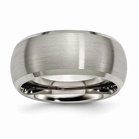 Titanium Beveled Edge 10mm Satin and Polished Band | TB113