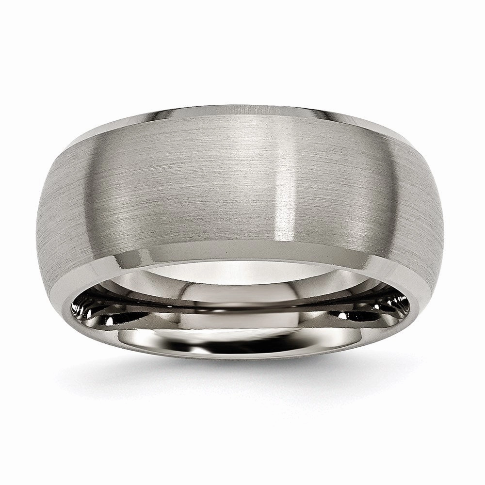 Titanium Beveled Edge 10mm Satin and Polished Band | TB113