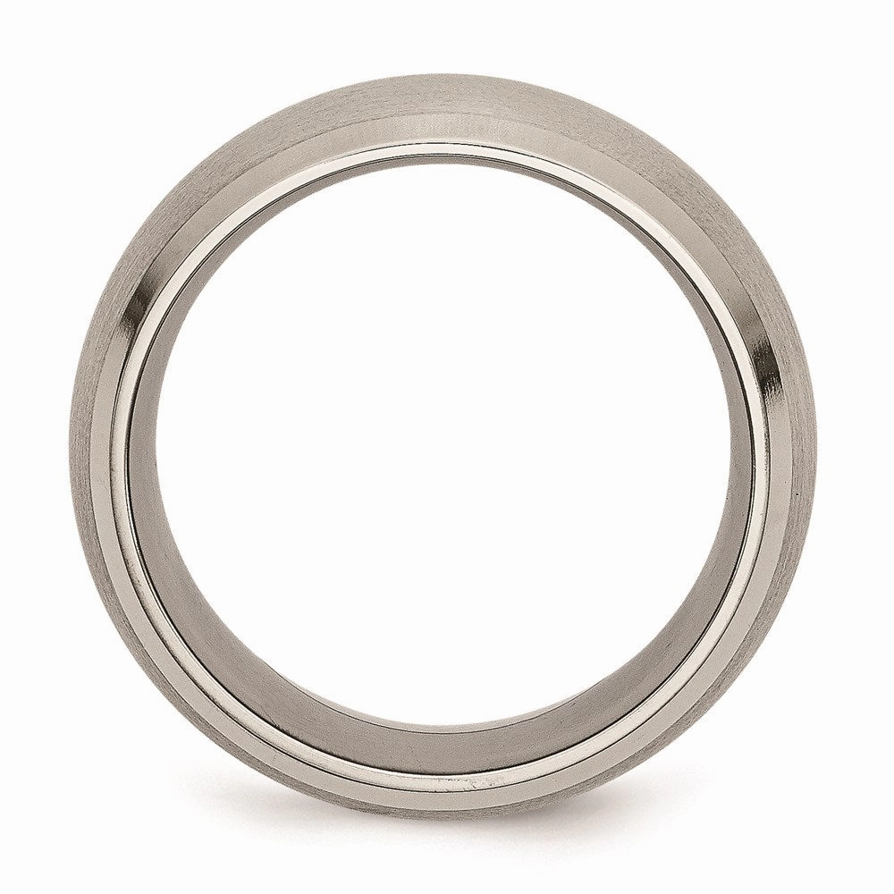 Titanium Beveled Edge 10mm Satin and Polished Band | TB113
