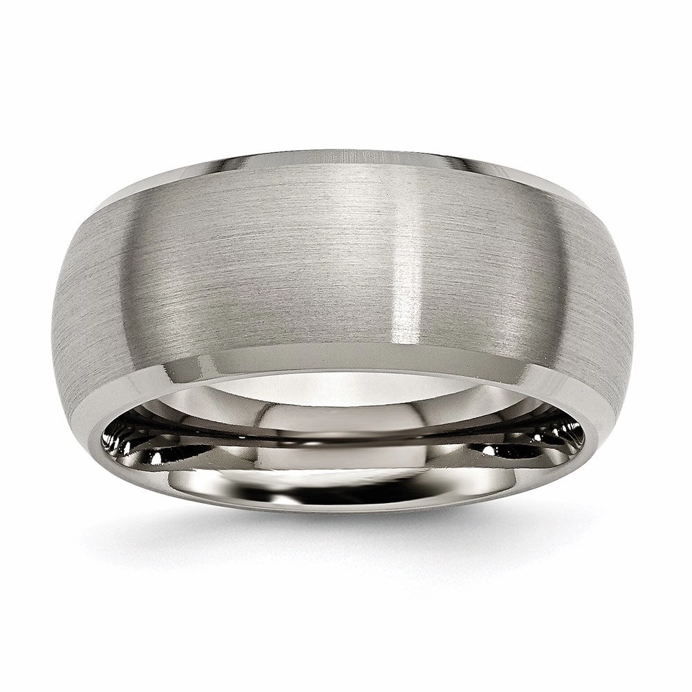 Titanium Beveled Edge 10mm Satin and Polished Band | TB113