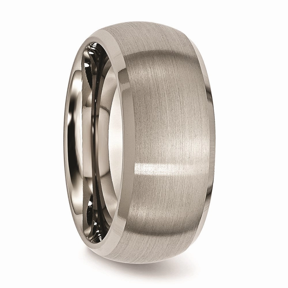 Titanium Beveled Edge 10mm Satin and Polished Band | TB113