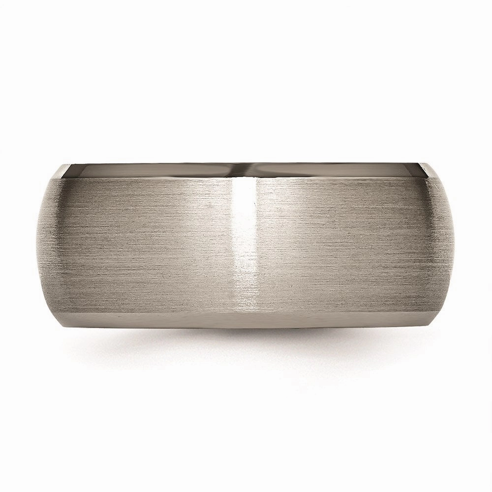 Titanium Beveled Edge 10mm Satin and Polished Band | TB113
