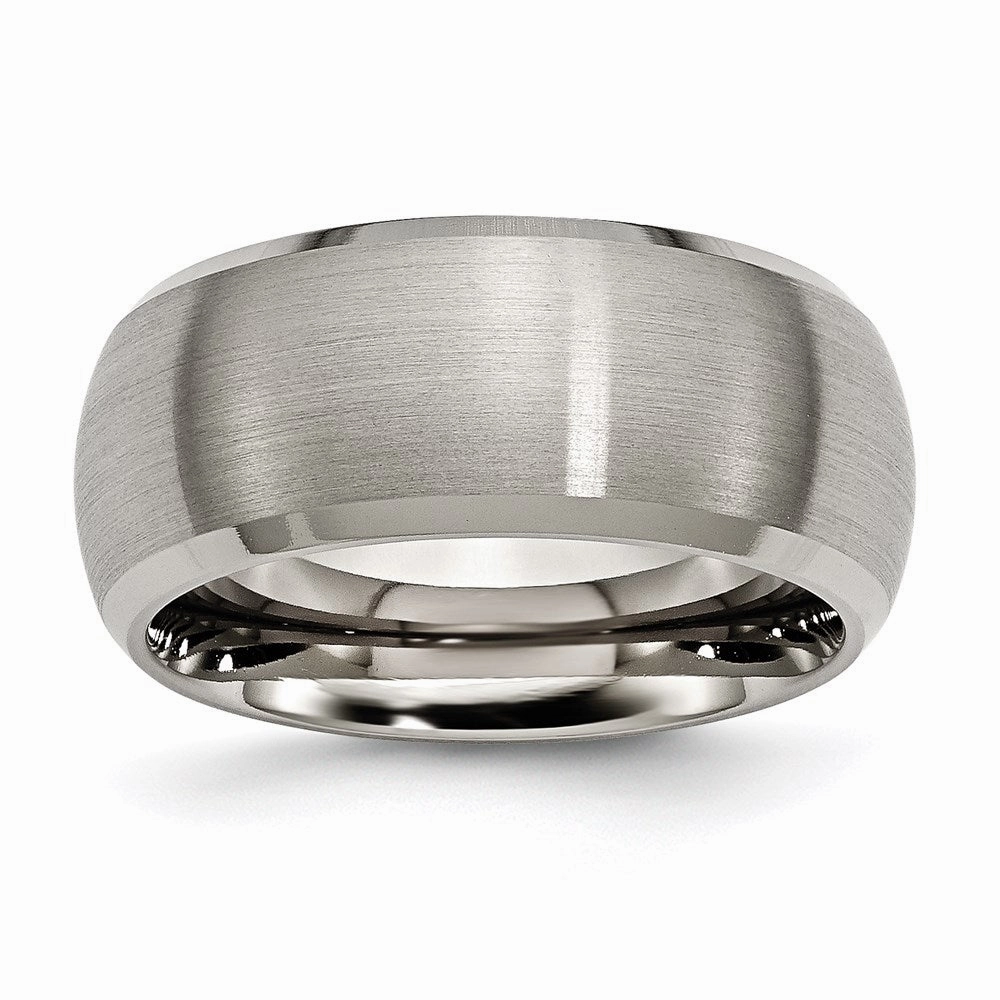 Titanium Beveled Edge 10mm Satin and Polished Band | TB113