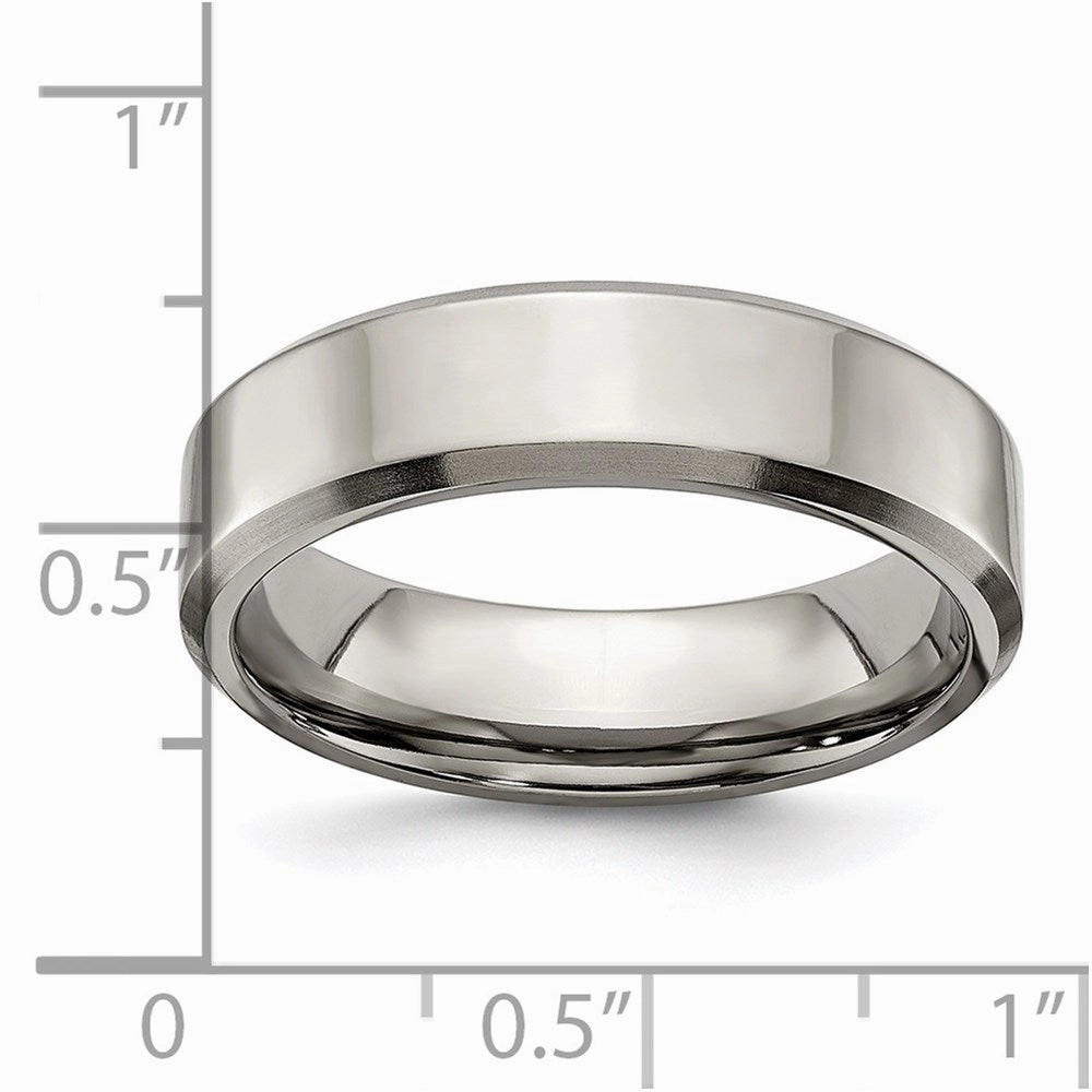 Titanium Beveled Edge 6mm Brushed and Polished Band | TB111