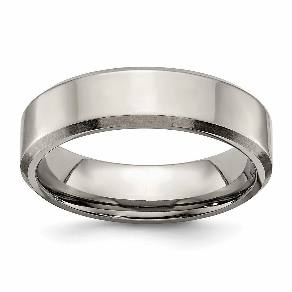 Titanium Beveled Edge 6mm Brushed and Polished Band | TB111