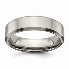 Titanium Beveled Edge 6mm Brushed and Polished Band | TB111