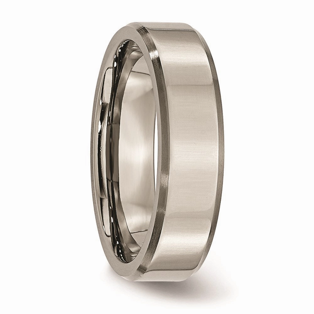 Titanium Beveled Edge 6mm Brushed and Polished Band | TB111
