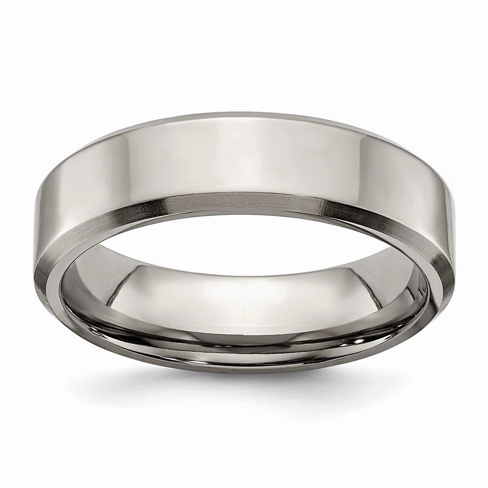 Titanium Beveled Edge 6mm Brushed and Polished Band | TB111