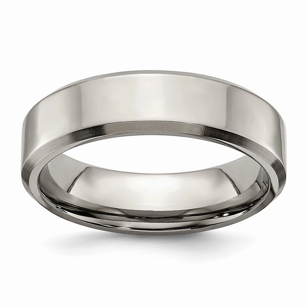 Titanium Beveled Edge 6mm Brushed and Polished Band | TB111