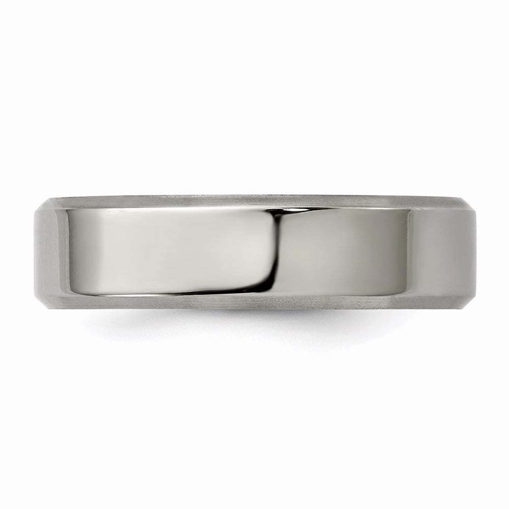Titanium Beveled Edge 6mm Brushed and Polished Band | TB111