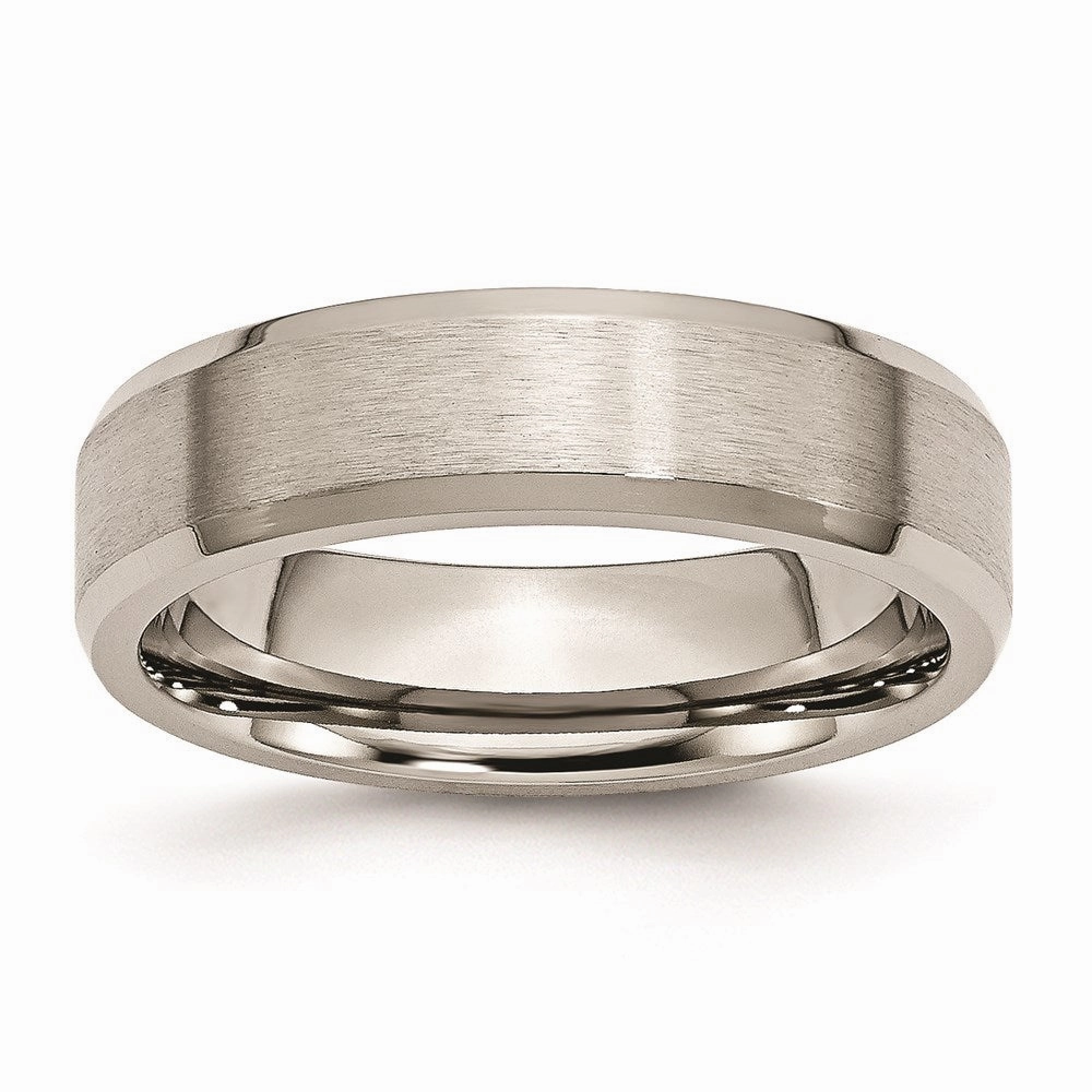 Titanium Beveled Edge 6mm Brushed and Polished Band | TB9