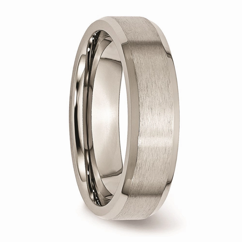 Titanium Beveled Edge 6mm Brushed and Polished Band | TB9
