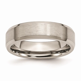 Titanium Beveled Edge 6mm Brushed and Polished Band | TB9