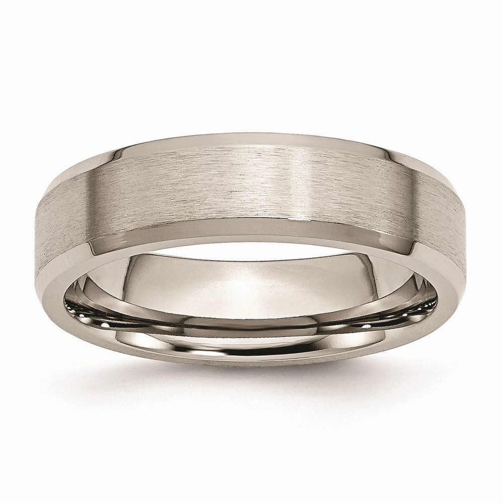 Titanium Beveled Edge 6mm Brushed and Polished Band | TB9
