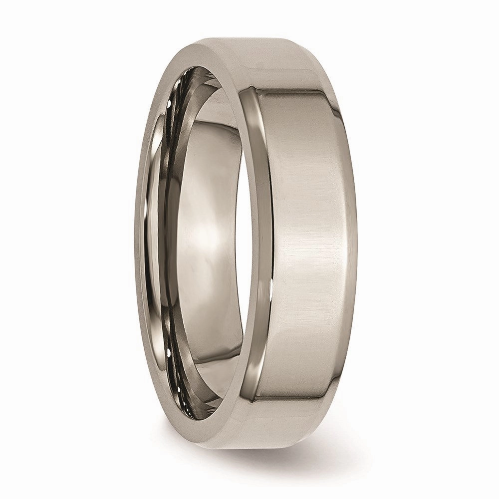 Titanium Beveled Edge 6mm Polished Band | TB156