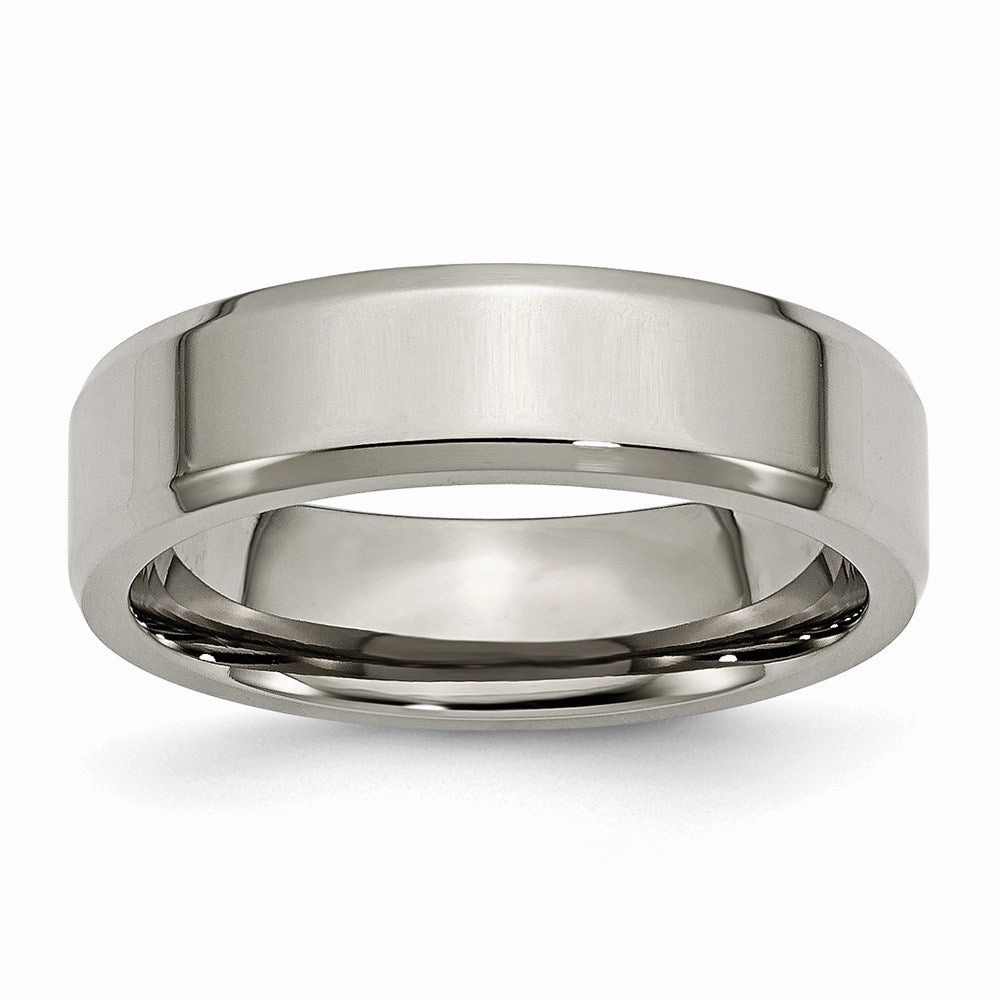 Titanium Beveled Edge 6mm Polished Band | TB156