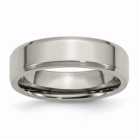Titanium Beveled Edge 6mm Polished Band | TB156