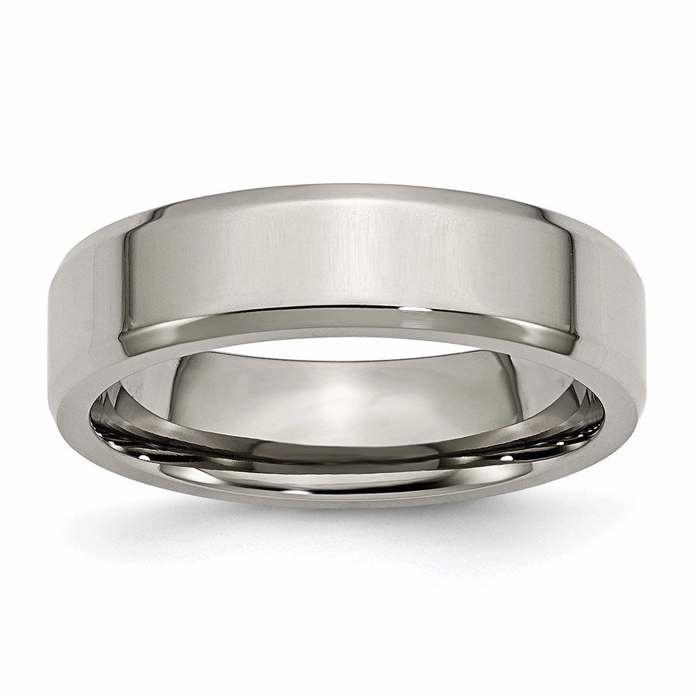 Titanium Beveled Edge 6mm Polished Band | TB156