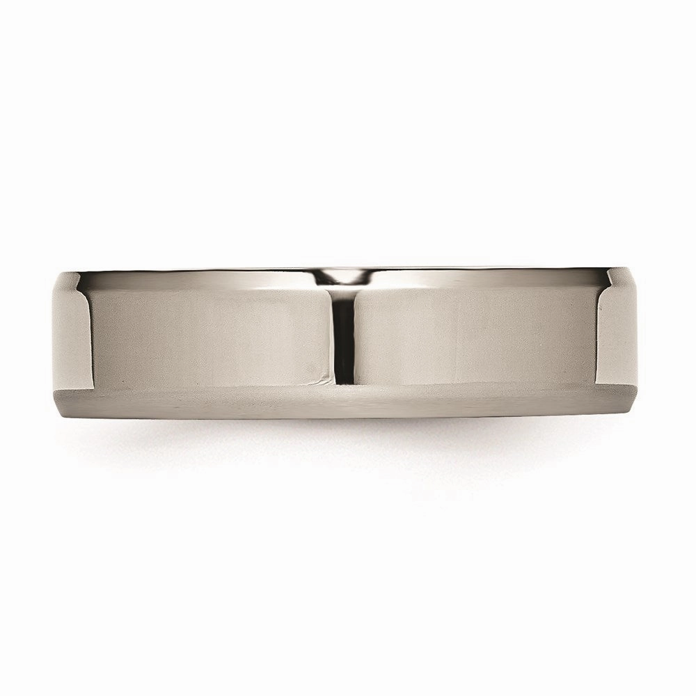 Titanium Beveled Edge 6mm Polished Band | TB156
