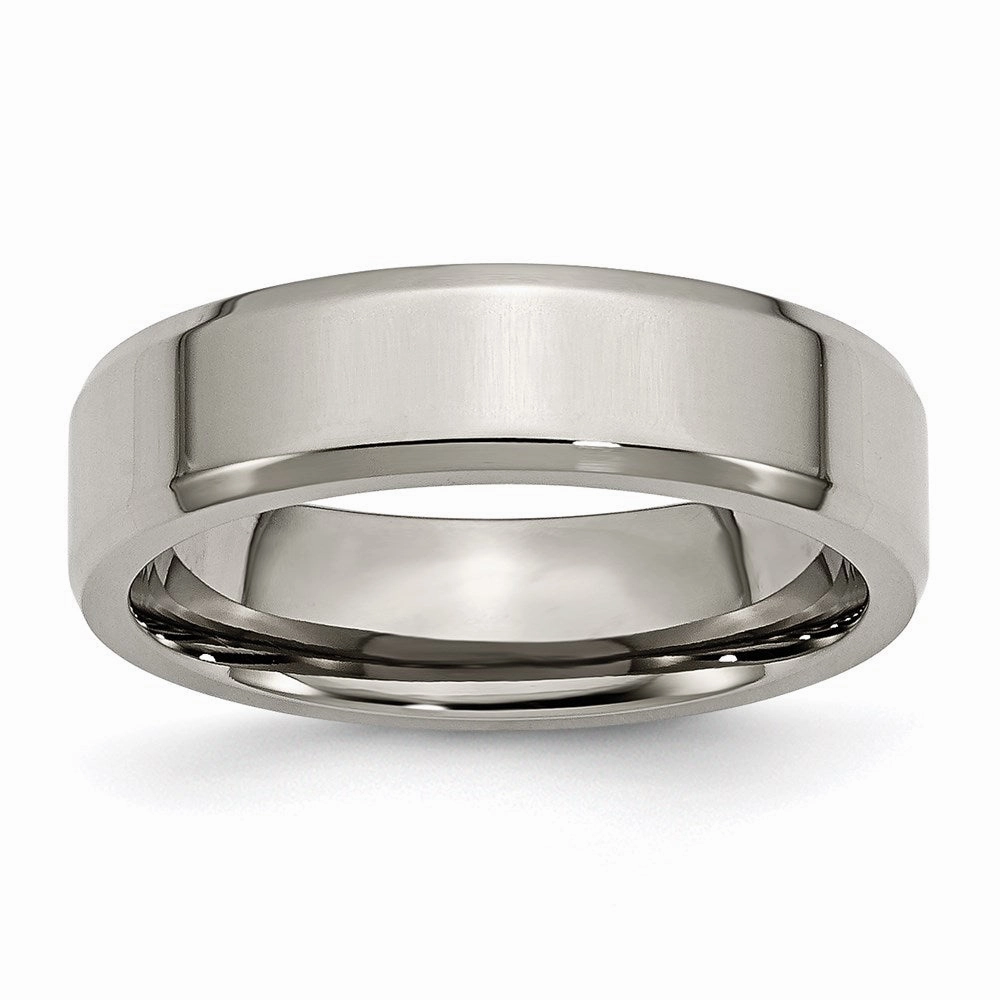 Titanium Beveled Edge 6mm Polished Band | TB156