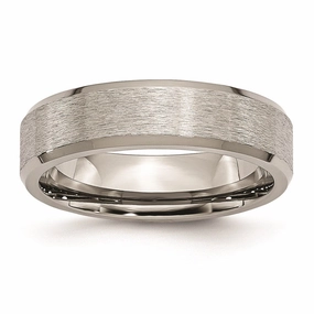 Titanium Beveled Edge 6mm Stone and Brushed Band | TB29