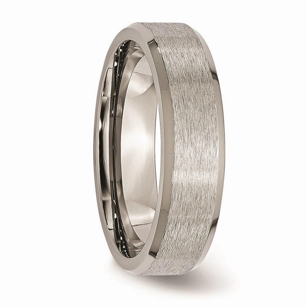 Titanium Beveled Edge 6mm Stone and Brushed Band | TB29