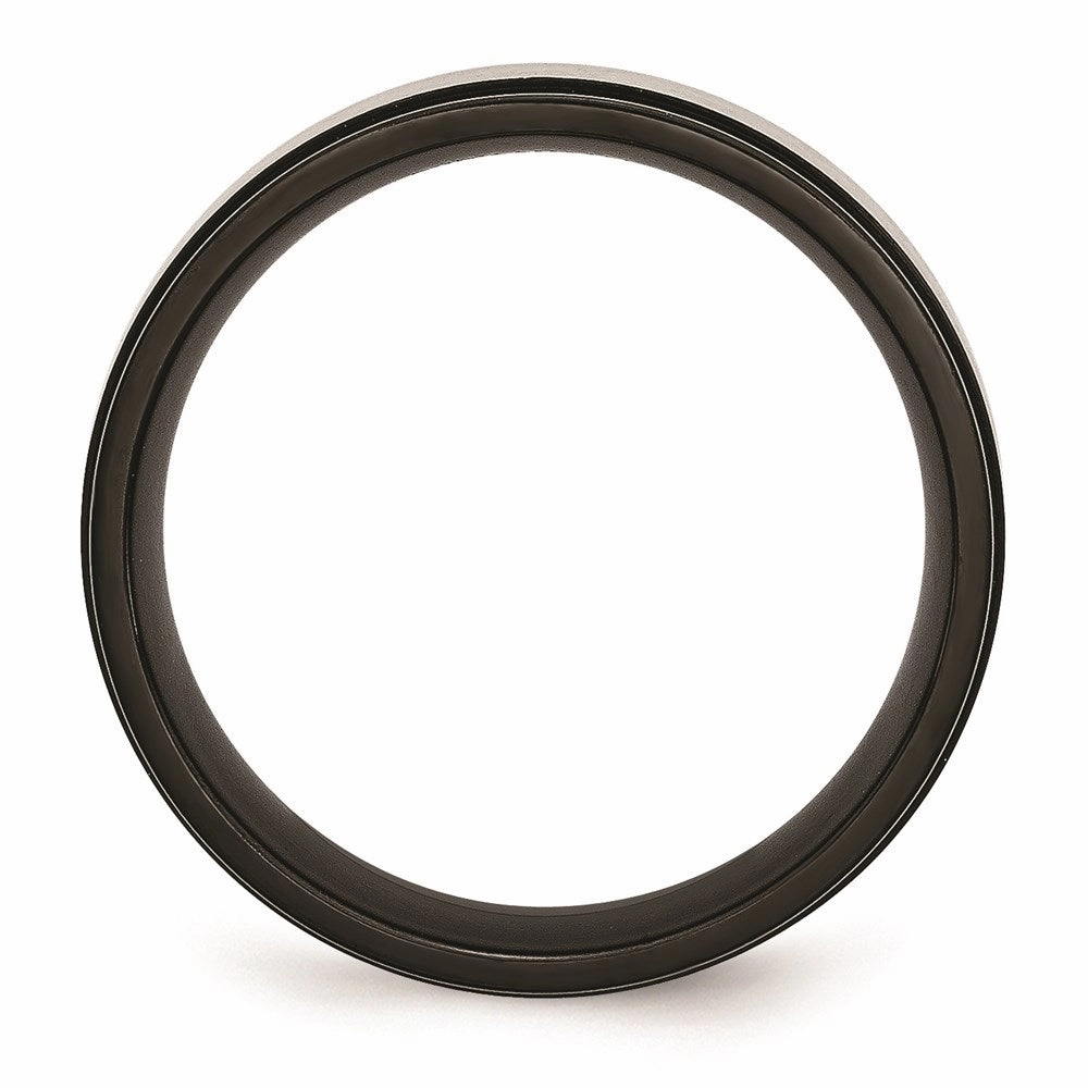 Titanium Beveled Edge 8mm Black IP-plated Satin and Polished Band | TB240