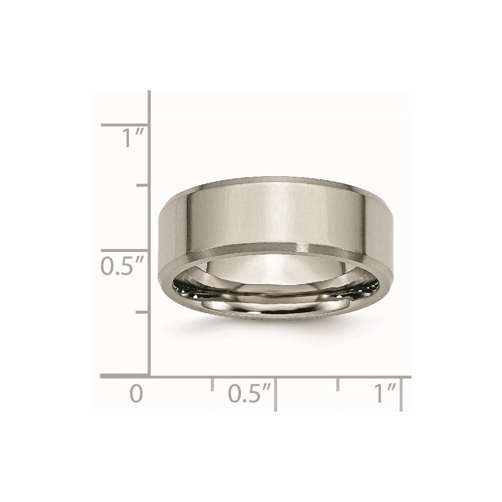 Titanium Beveled Edge 8mm Brushed and Polished Band | TB112