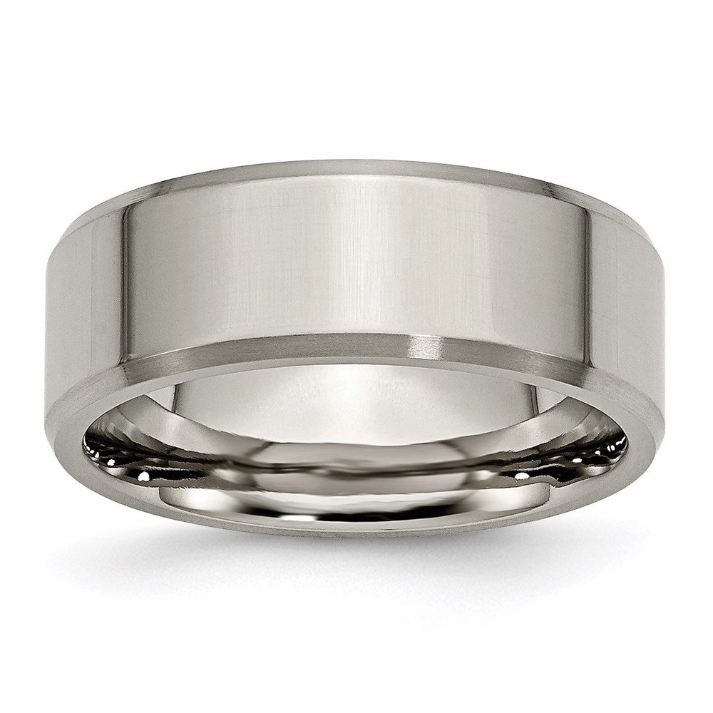 Titanium Beveled Edge 8mm Brushed and Polished Band | TB112