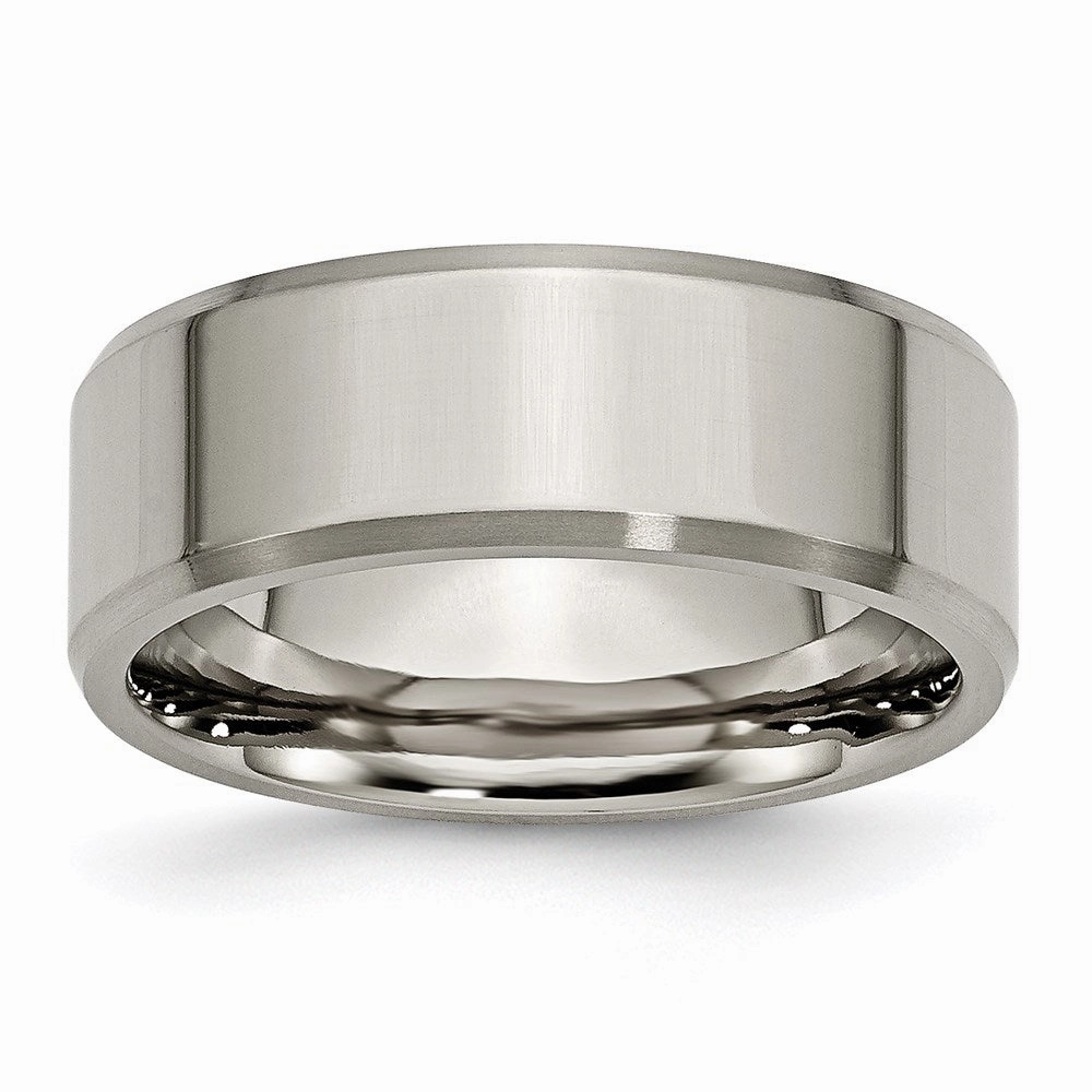 Titanium Beveled Edge 8mm Brushed and Polished Band | TB112