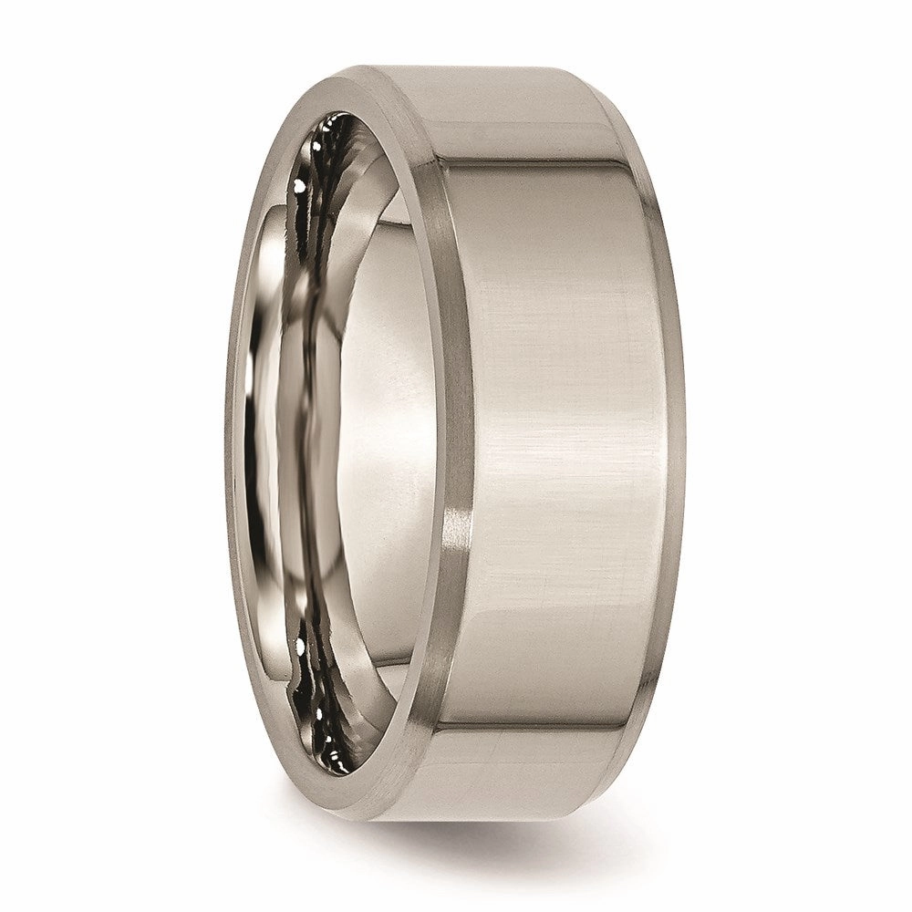Titanium Beveled Edge 8mm Brushed and Polished Band | TB112