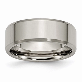 Titanium Beveled Edge 8mm Brushed and Polished Band | TB112