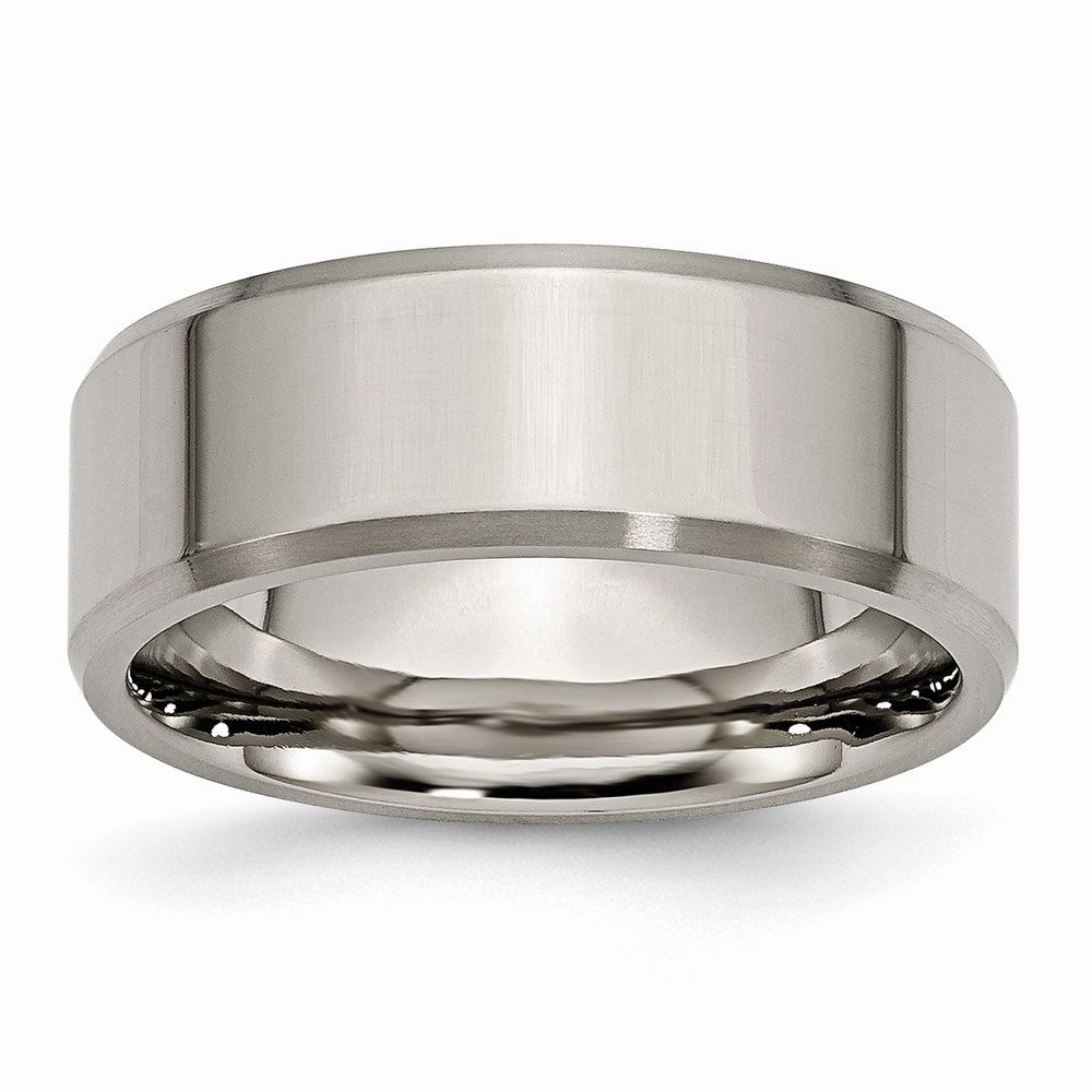 Titanium Beveled Edge 8mm Brushed and Polished Band | TB112