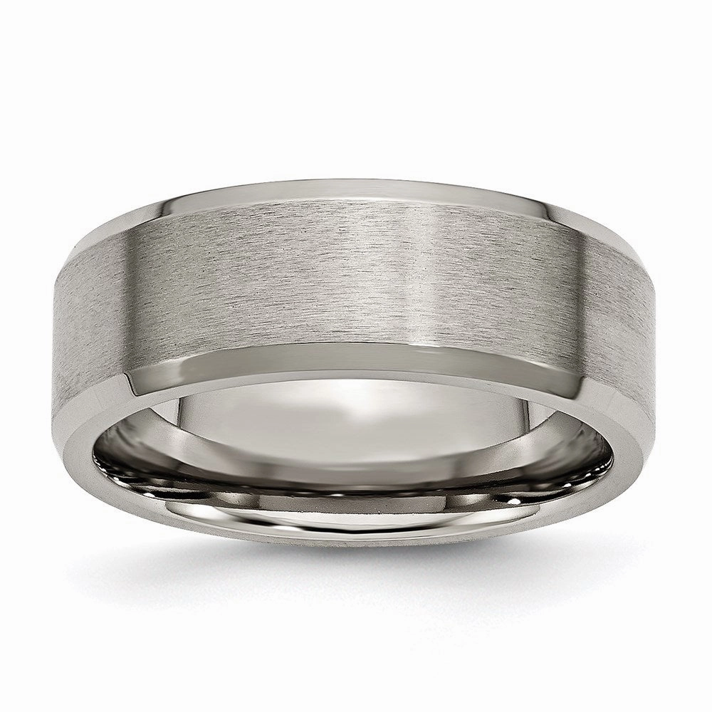 Titanium Beveled Edge 8mm Brushed and Polished Band | TB115