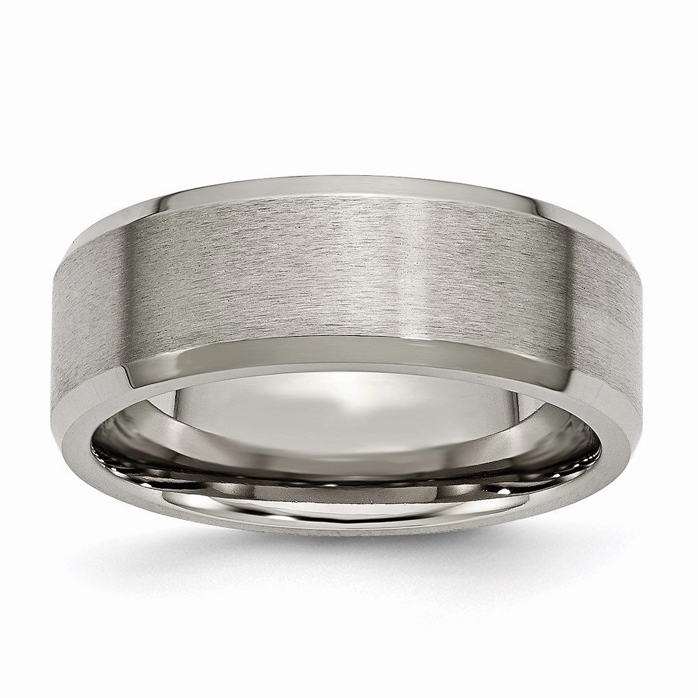 Titanium Beveled Edge 8mm Brushed and Polished Band | TB115