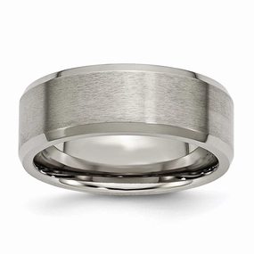 Titanium Beveled Edge 8mm Brushed and Polished Band | TB115