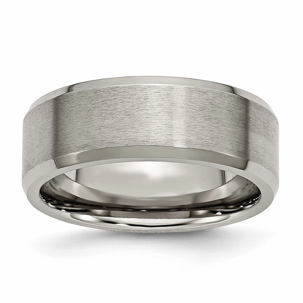 Titanium Beveled Edge 8mm Brushed and Polished Band | TB115