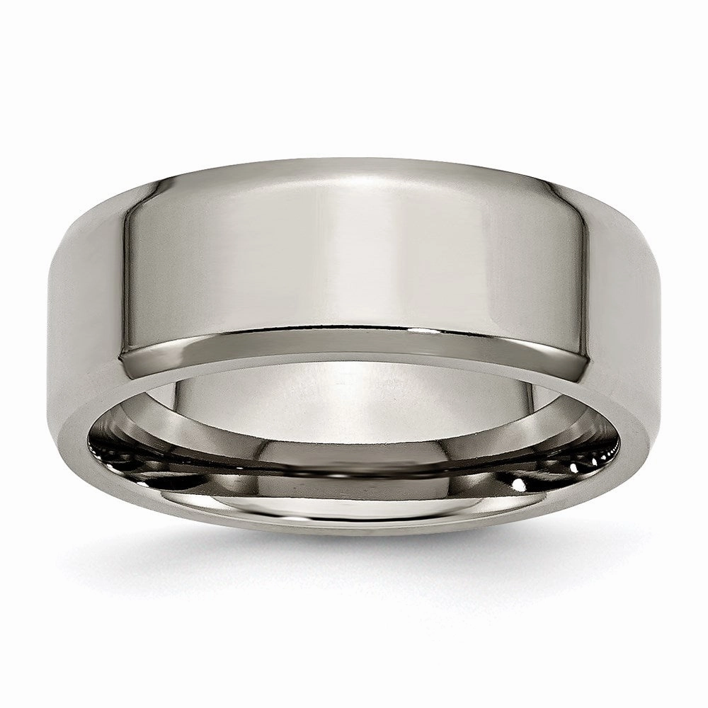 Titanium Beveled Edge 8mm Polished Band | TB157