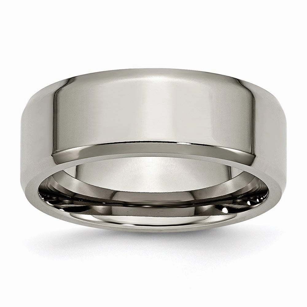 Titanium Beveled Edge 8mm Polished Band | TB157